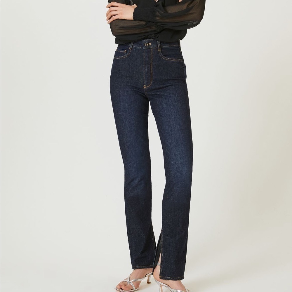 Anthropologie Pilcro and the Letterpress The Split Straight Jeans Dark Denim 25
